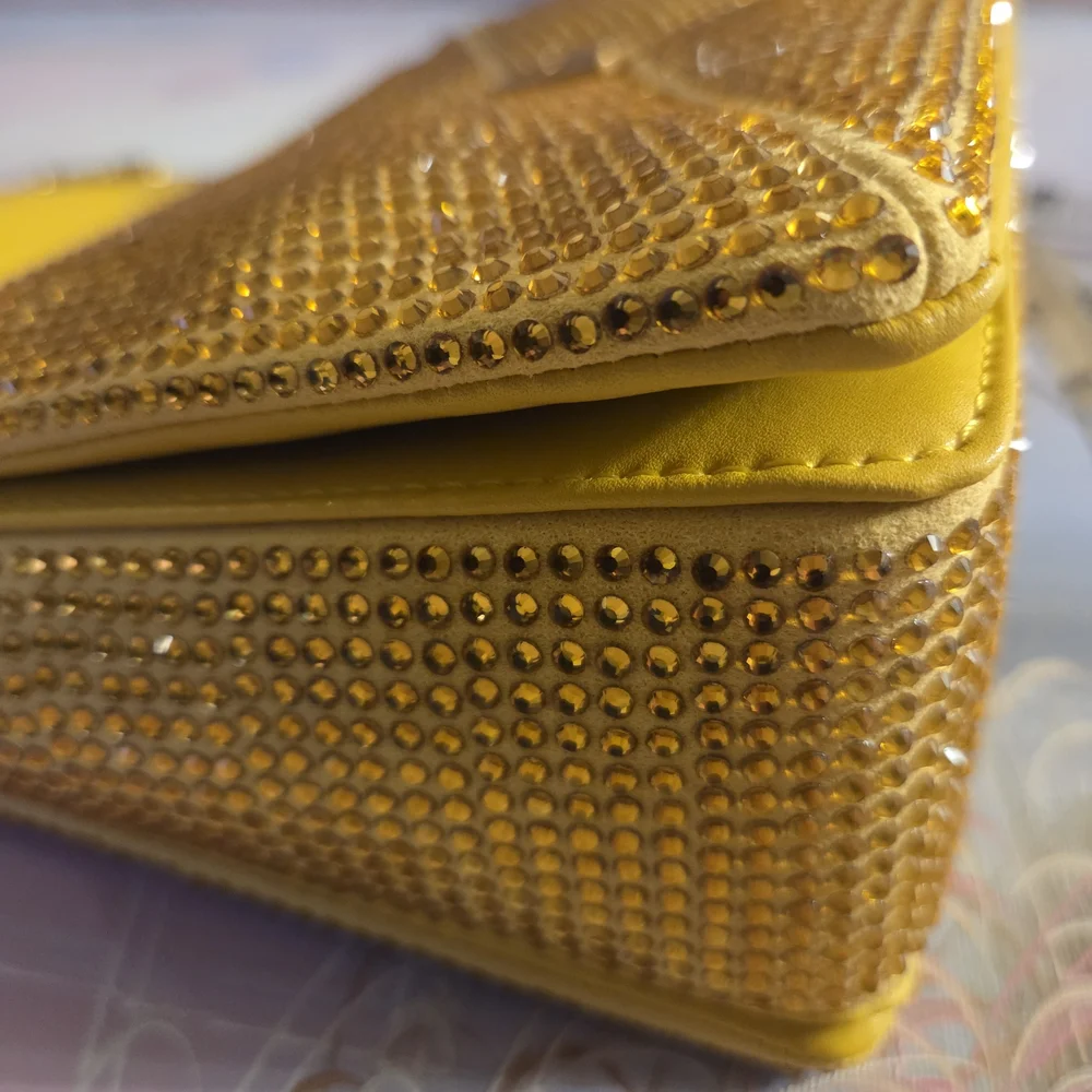 Gold Evening Crossbody Bag with Chain Strap - Picture 14 of 16